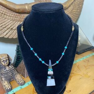 Vintage Black and Turquoise Necklace
